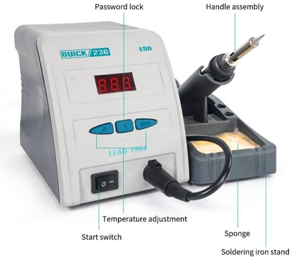 QUICK 236 220V 90W ANTI-STATIC DIGITAL SOLDERING IRON