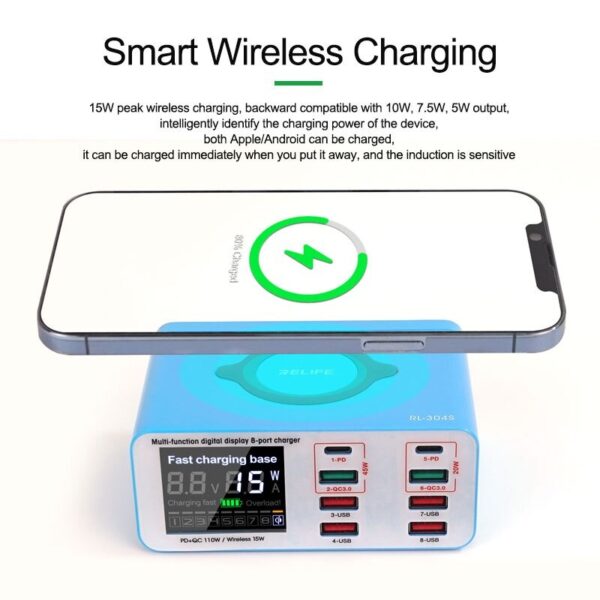 RELIFE RL-304S 8 PORT WIRELESS CHARGER